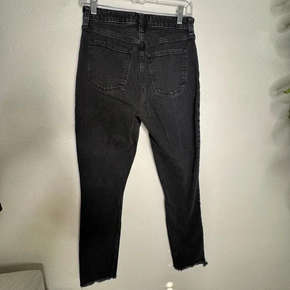 Abercrombie & Fitch Skinny High Rise Curve Love Black Denim Jeans Slit size 27 4 - Picture 4 of 6